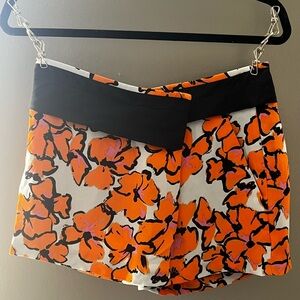 ALC Womens High Waist Silk Mini Shorts Black Orange Gray Size 2